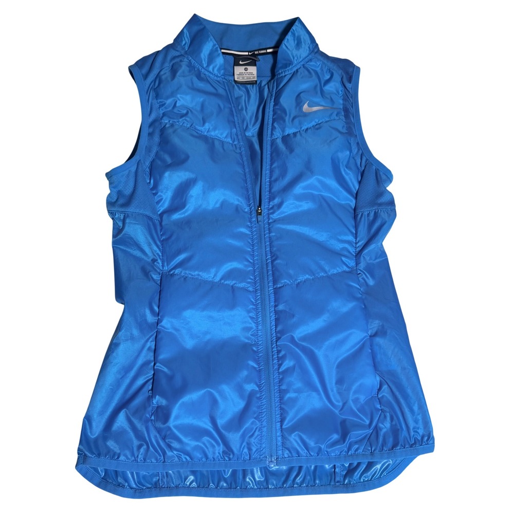 Nike Running Aeroloft Vest Womens XS Blue Quilted Full Zip Reflective Puffer